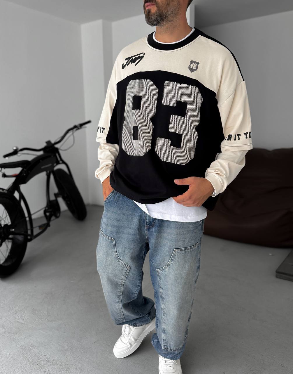 Unisex Two-Tone Collegiate Graphic Sweatshirt