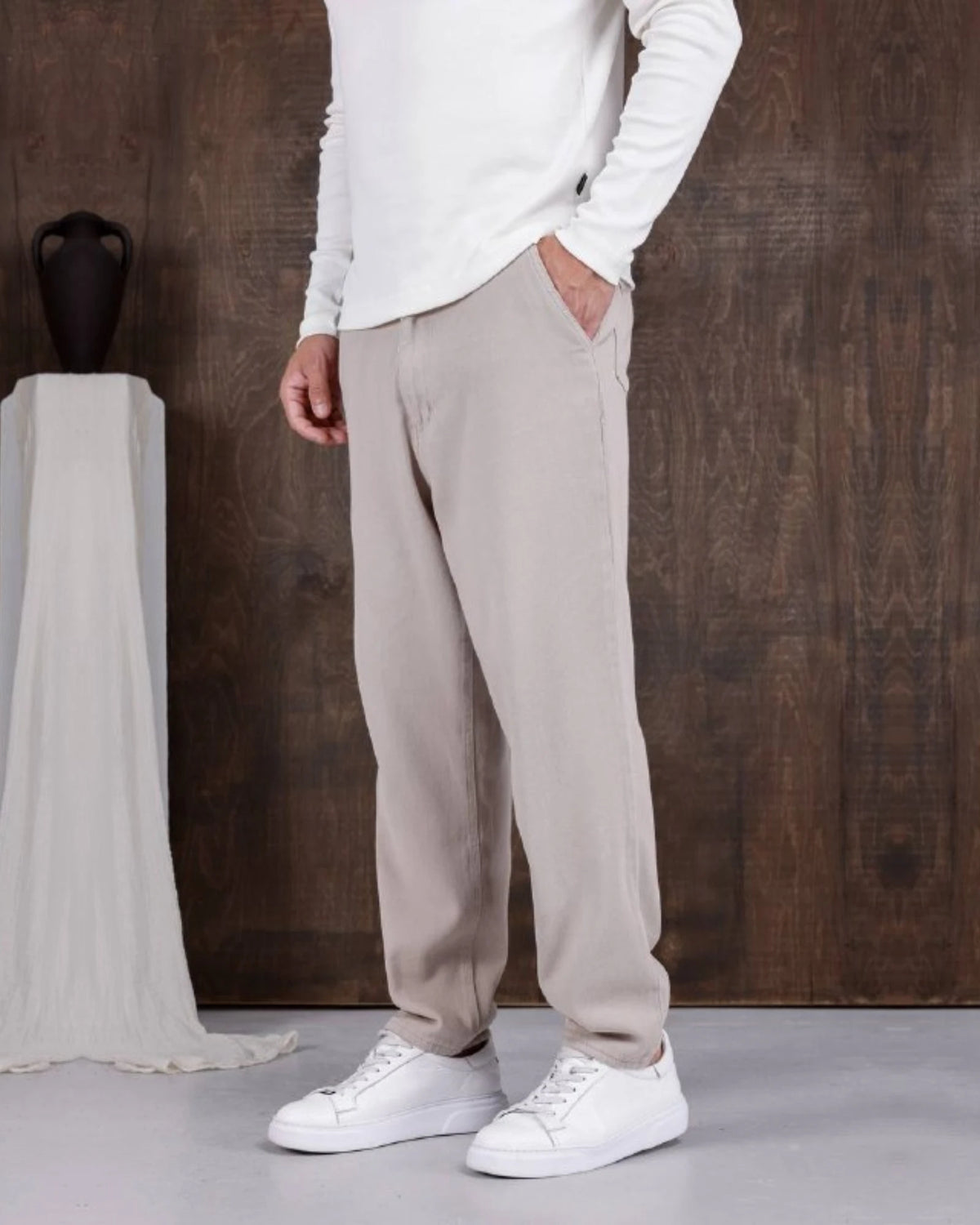 Cotton Gabardine Trousers in beige, photo 1