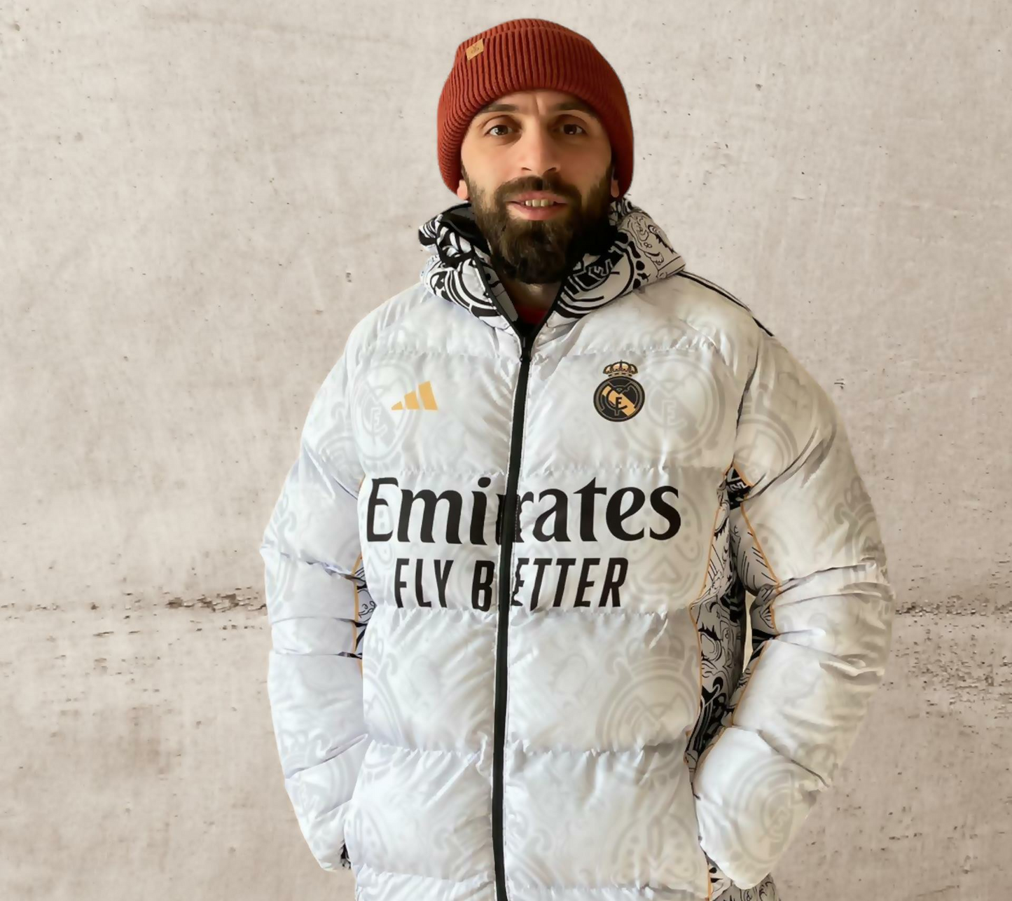 Real Madrid Digital Print Parachute Puffer Jacket - Unisex Design