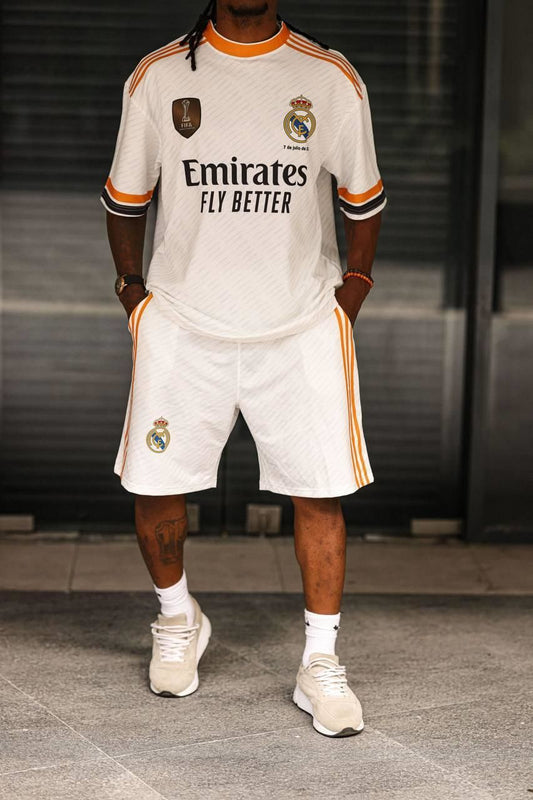 Real Madrid Printed Oversized T-shirt and Shorts Set - 100% Cotton Jersey, New Season