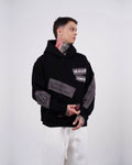Ended the Chaos oversized patchwork slogan hoodie in black, photo 1