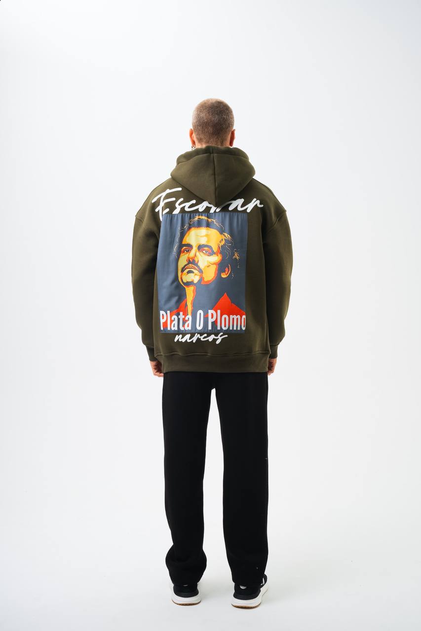 Oversize 'Escobar' Graphic Hoodie - Streetwear Hooded Sweatshirt 'Plata o Plomo'