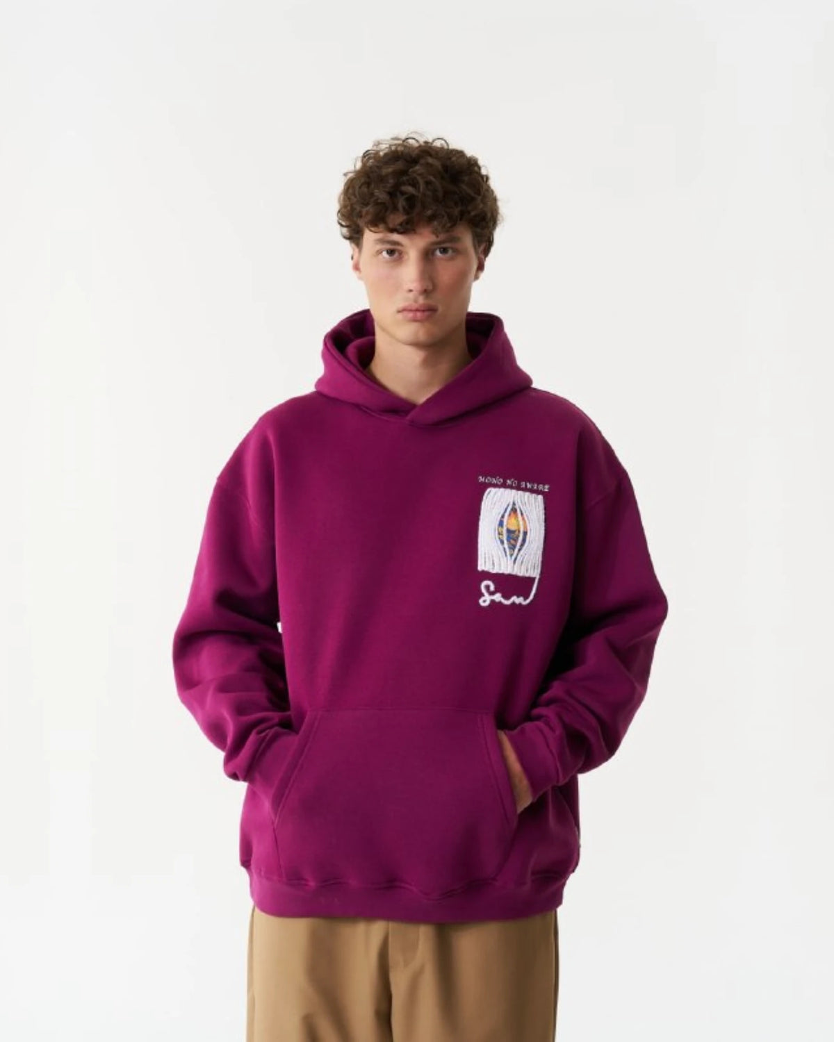 Eye Art Patch Oversized Hoodie in plum, photo 2