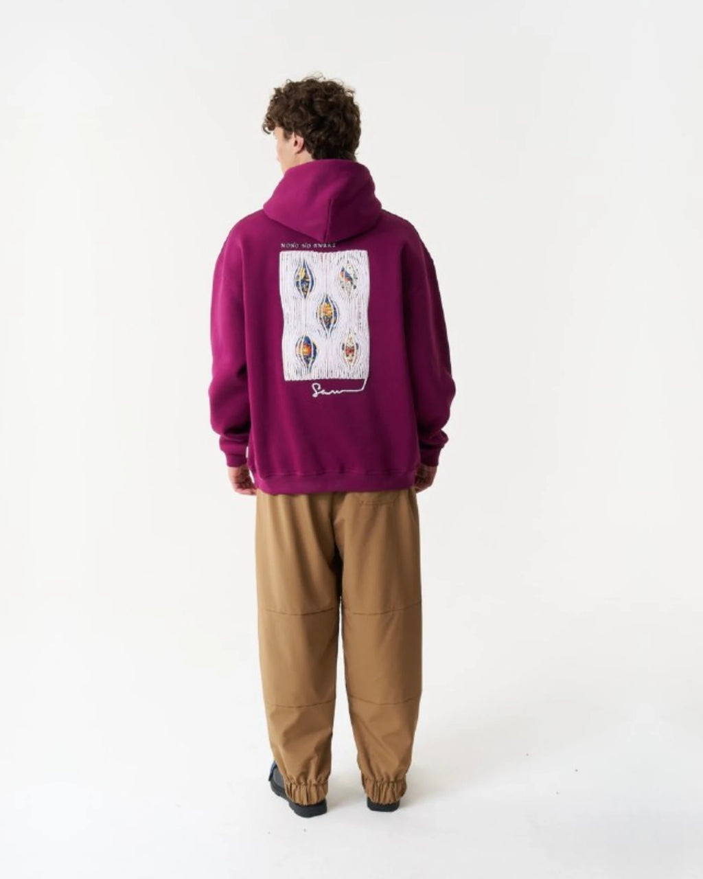 Eye Art Patch Oversized Hoodie in plum, photo 3