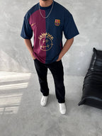 Iconic Fusion Two-Tone Athletic Tee – Oversized Streetwear with Team-Inspired Style