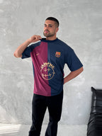 Iconic Fusion Two-Tone Athletic Tee – Oversized Streetwear with Team-Inspired Style