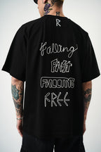 Men's Oversize 'FAST / FALLING FREE' Graphic T-Shirt - Streetwear Embroidered Tee