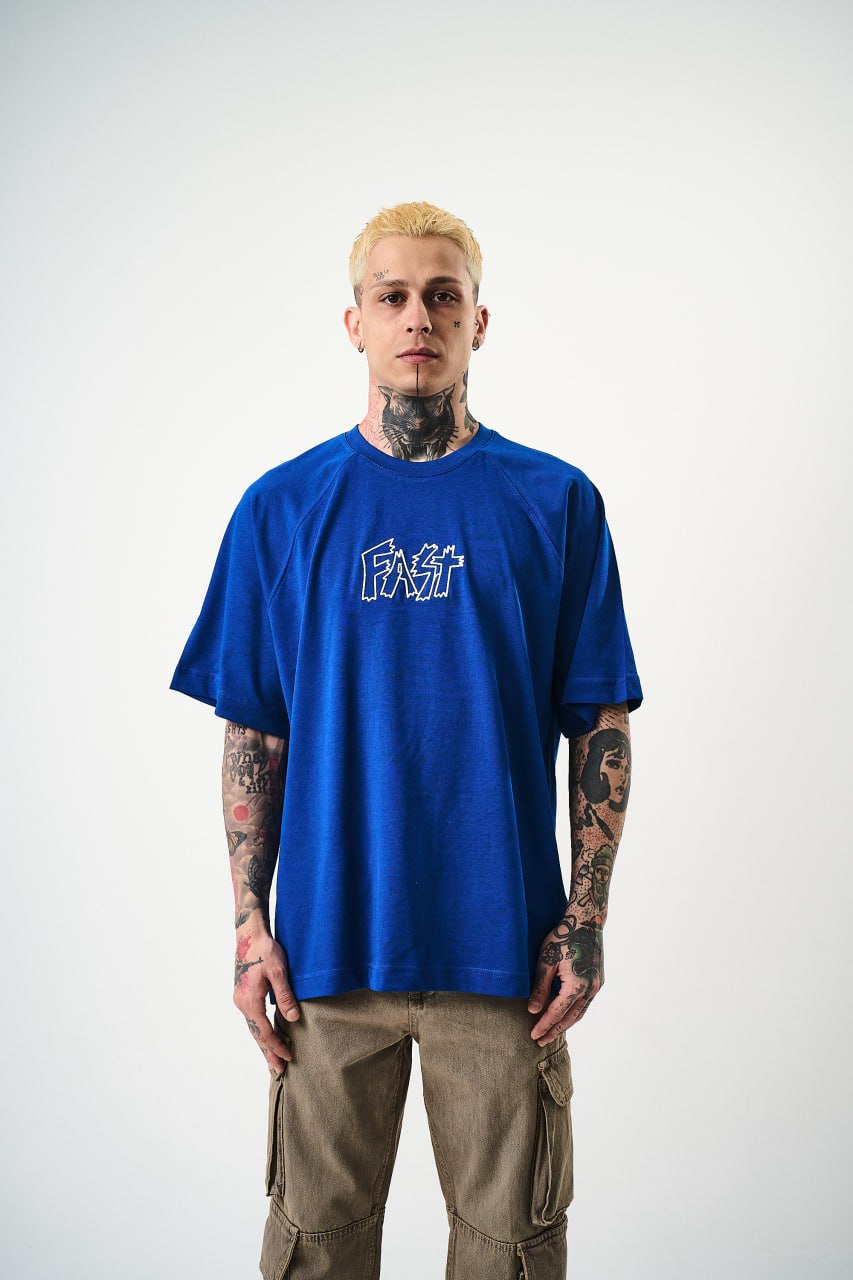 Men's Oversize 'FAST / FALLING FREE' Graphic T-Shirt - Streetwear Embroidered Tee