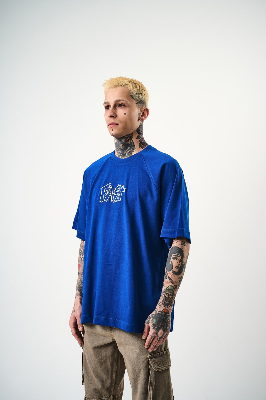 Men's Oversize 'FAST / FALLING FREE' Graphic T-Shirt - Streetwear Embroidered Tee