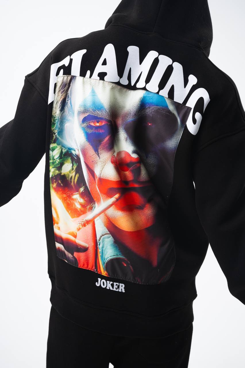 Flaming "Joker" Graphic Unisex Hoodie – Edgy Streetwear