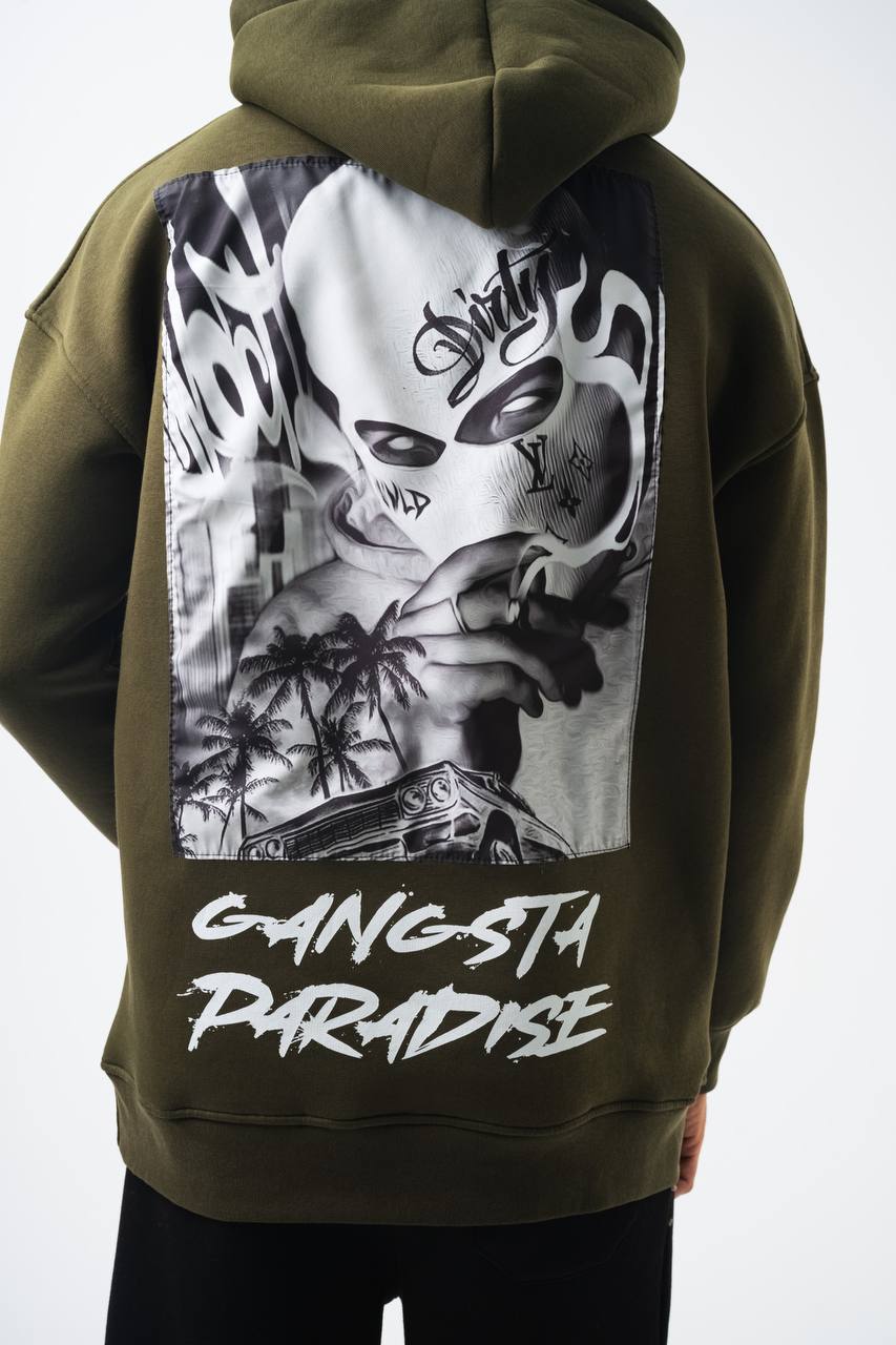 Oversize 'Gangsta Paradise' Graphic Hoodie - Heavyweight Streetwear Hooded Sweatshirt