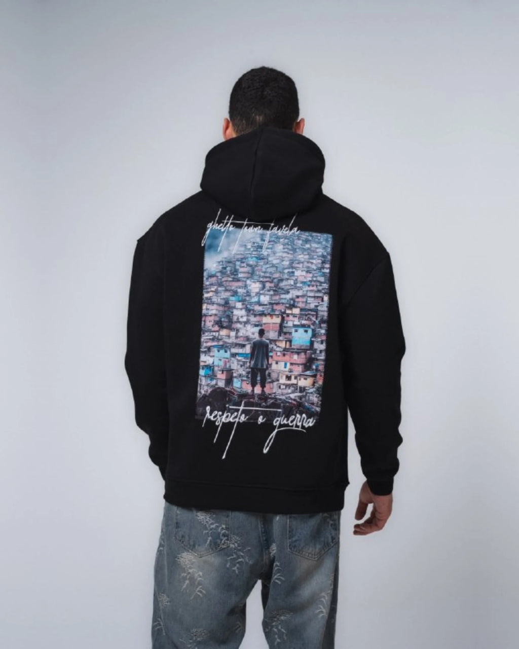 Ghetto Town Favela Oversized Hoodie in black, photo 1