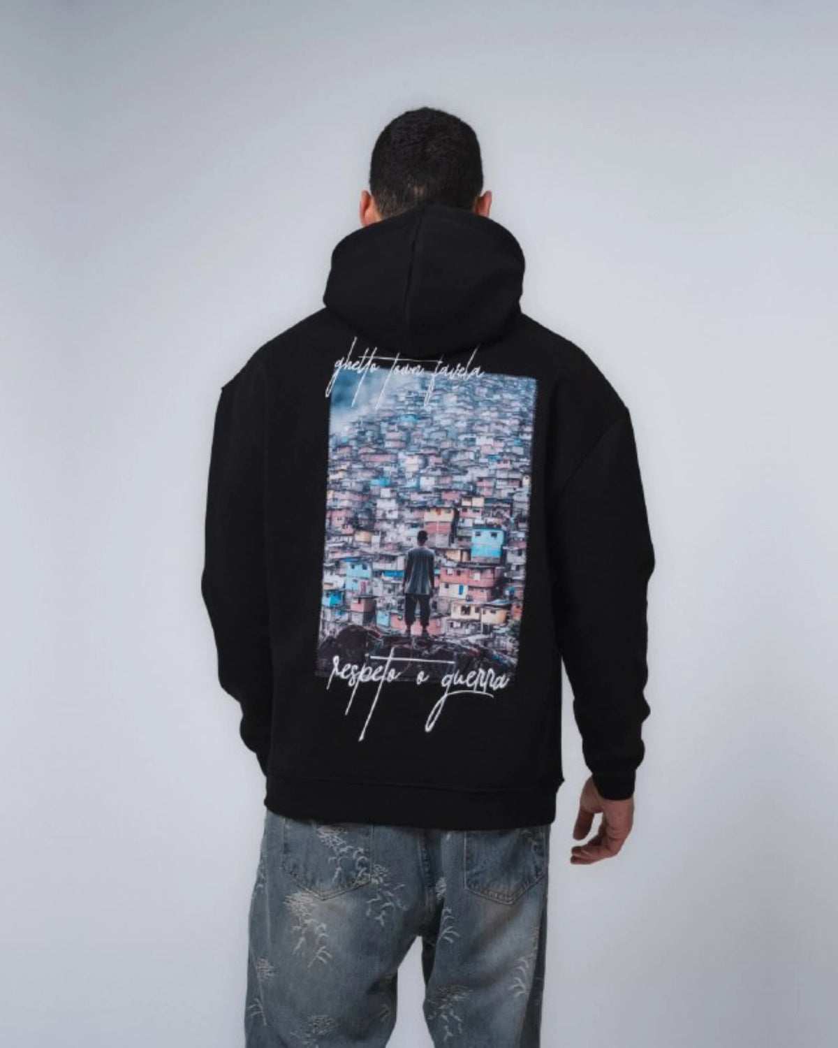 Ghetto Town Favela Oversized Hoodie in black, photo 1
