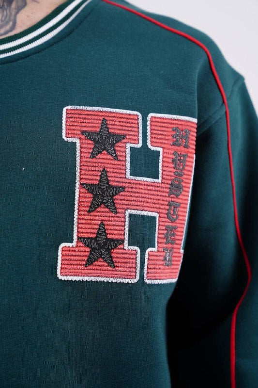 Hysteria 74 Varsity Oversized Sweatshirt in Green - detail