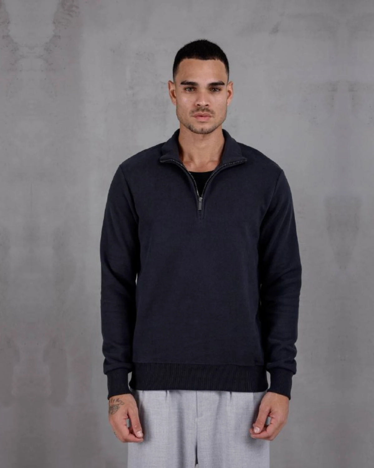 Half-Zip Mock Neck Textured Sweatshirt in anthracite, photo 1