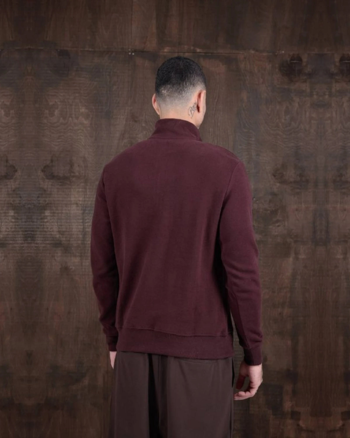 Half-Zip Mock Neck Textured Sweatshirt in burgundy, photo 1