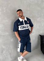 Italia Inspired Men's Polo & Shorts Set – Athletic Heritage with Bold National Style