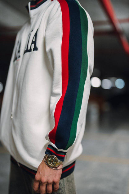 Italia Full-Zip Track Jacket - White with Red and Navy Accents