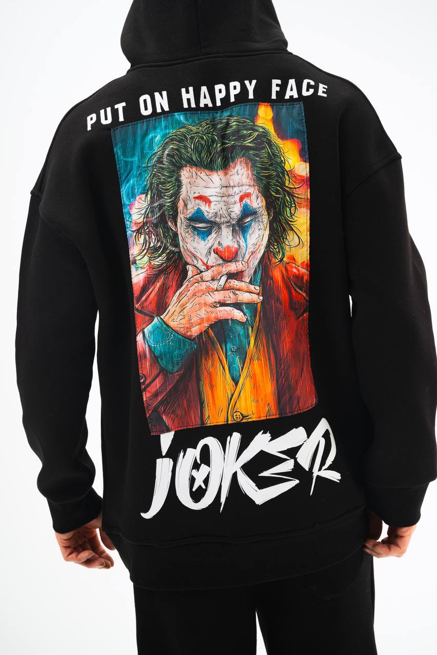 Oversize 'Joker' Graphic Hoodie - 'Put on a Happy Face' Streetwear Sweatshirt