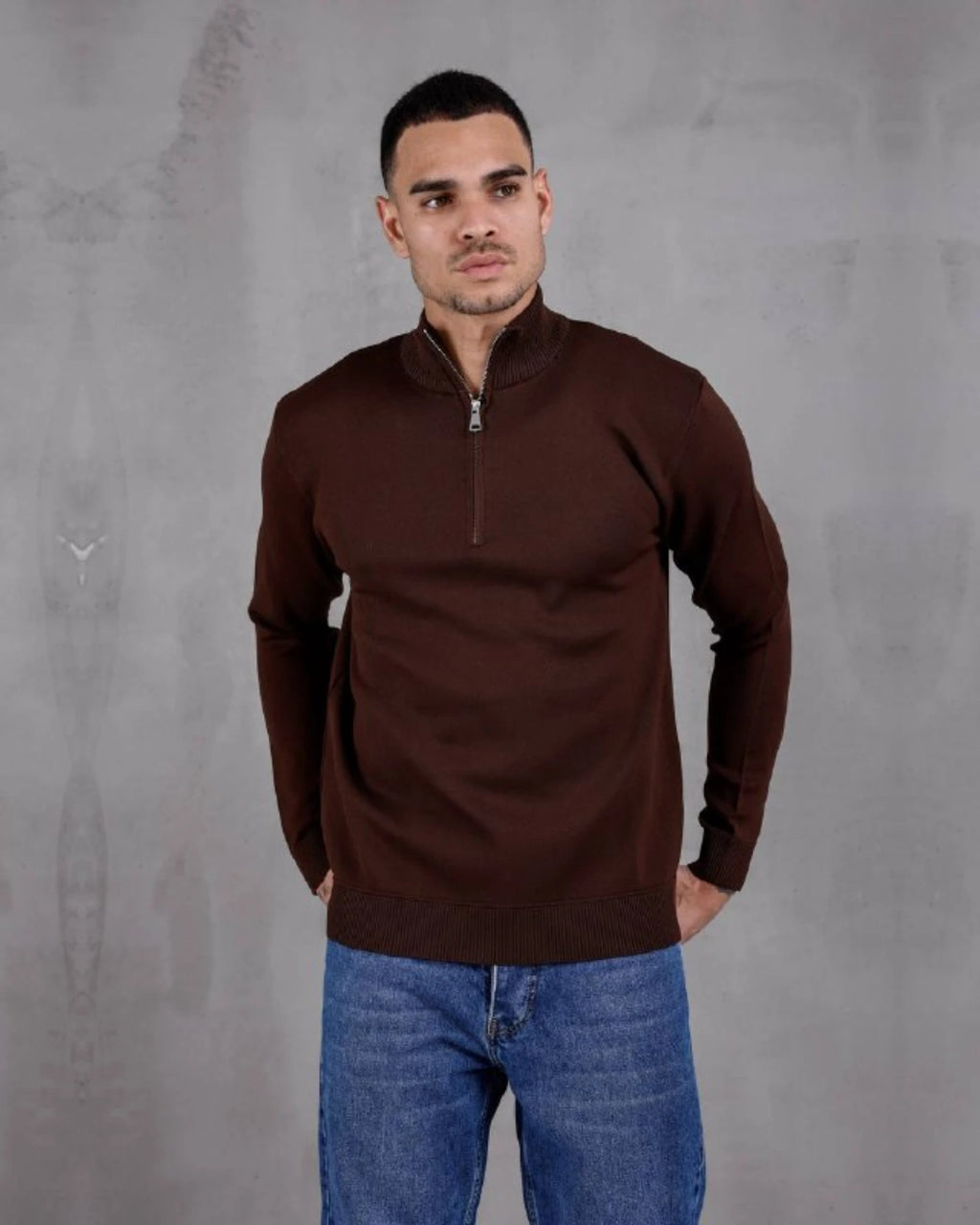 Knit Half-Zip Sweater in brown, photo 2