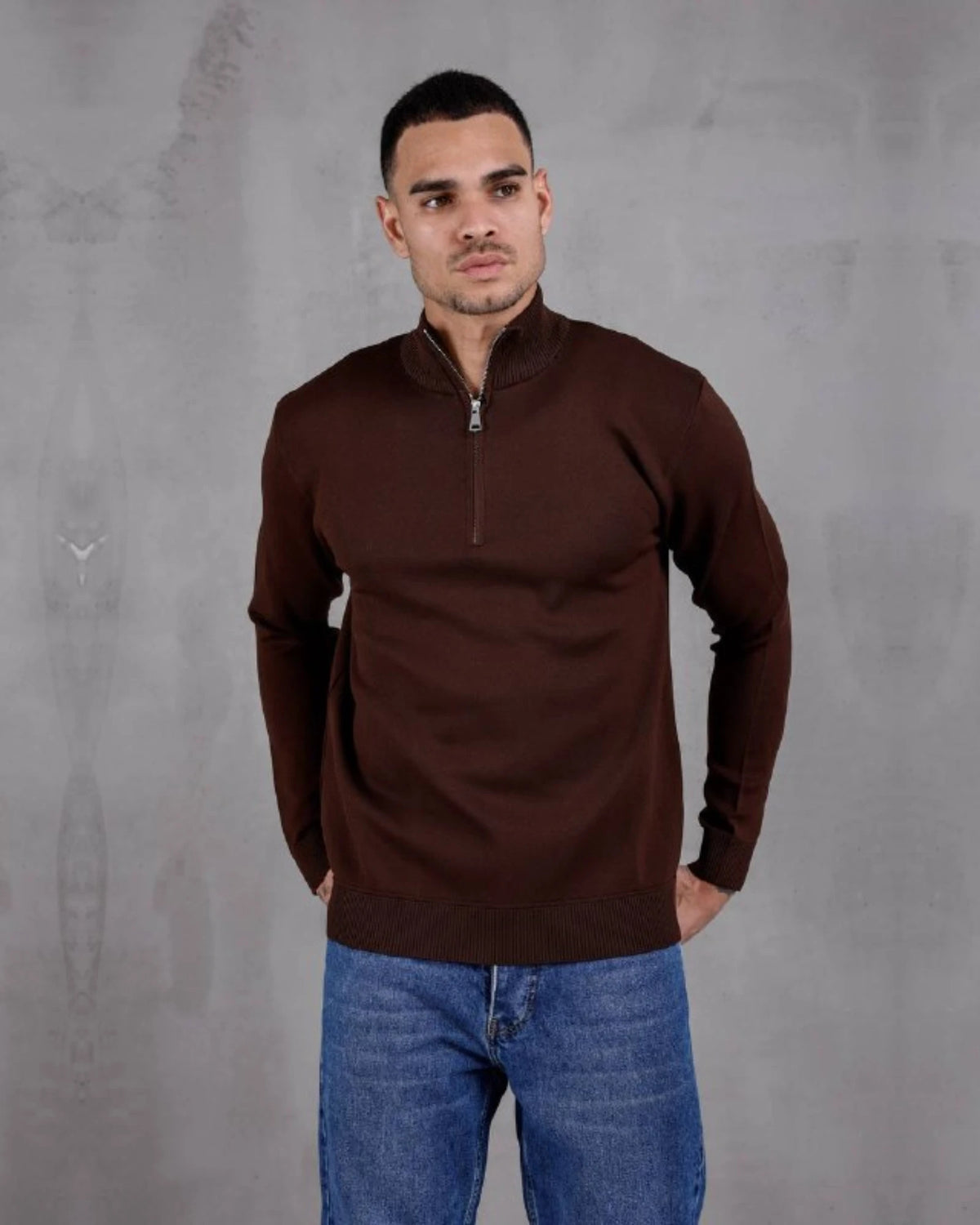 Knit Half-Zip Sweater in brown, photo 2