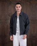 Laminated Waffle Shirt Collar Zip Jacket in anthracite, photo 1