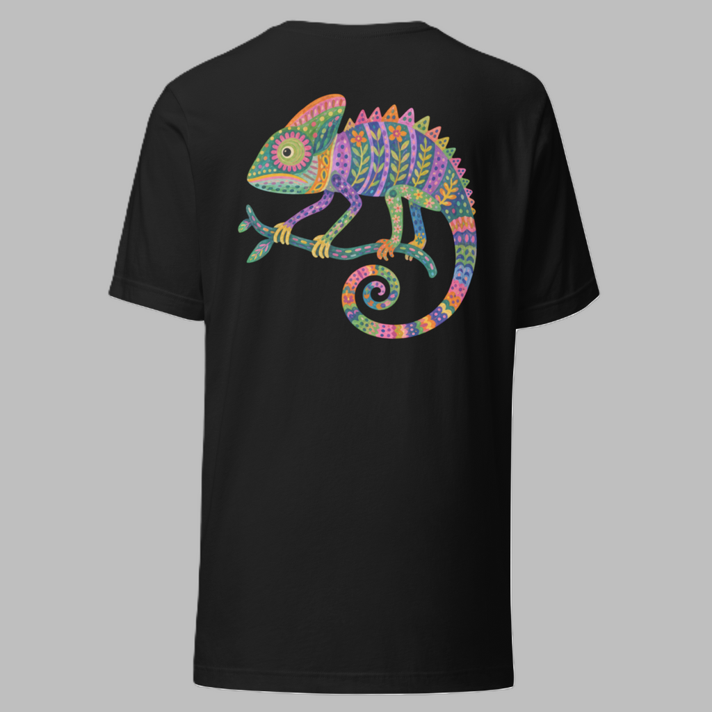 Lazy Chameleon Graphic Tee – Black, back view