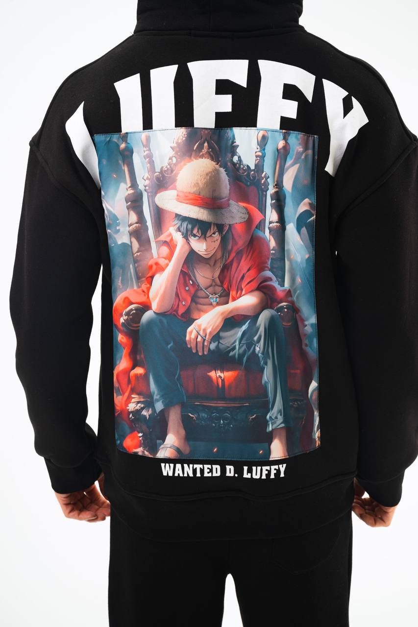 Oversize 'Luffy' Hoodie - One Piece Anime Graphic Sweatshirt - Wanted D. Luffy
