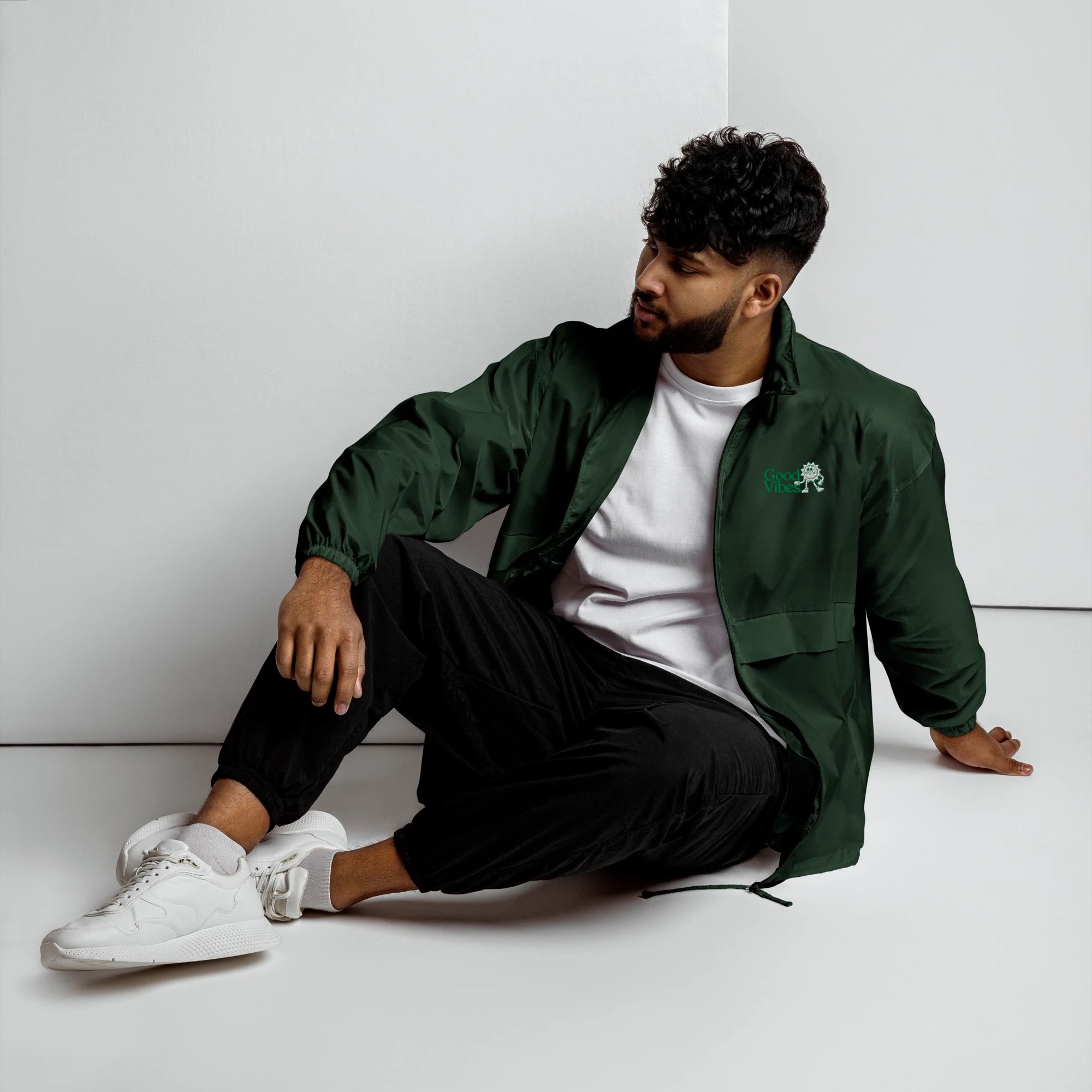 Good Vibes Embroidered Windbreaker