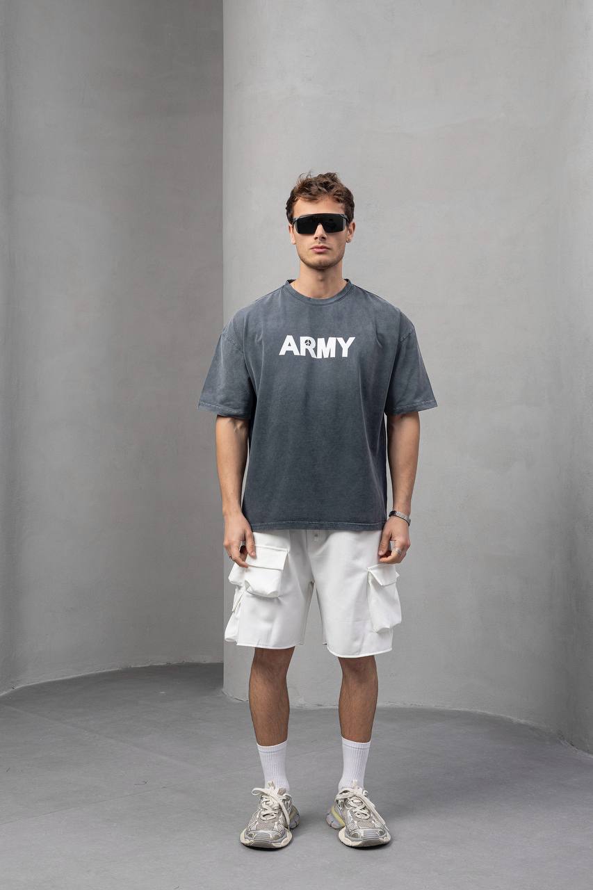 Men's Oversize 'ARMY' Graphic T-Shirt – Anti-War Statement Tee