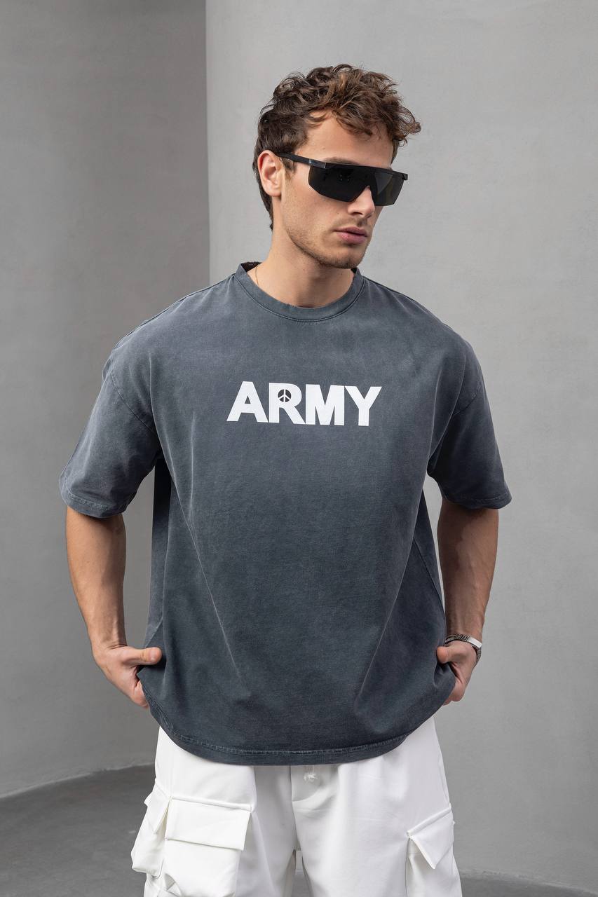 Men's Oversize 'ARMY' Graphic T-Shirt – Anti-War Statement Tee