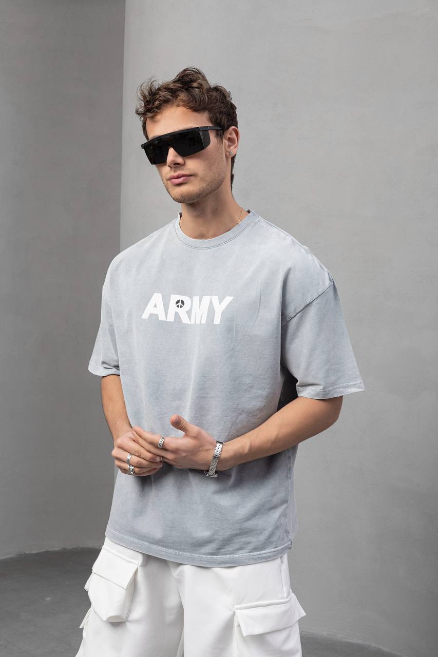 Men's Oversize 'ARMY' Graphic T-Shirt – Anti-War Statement Tee