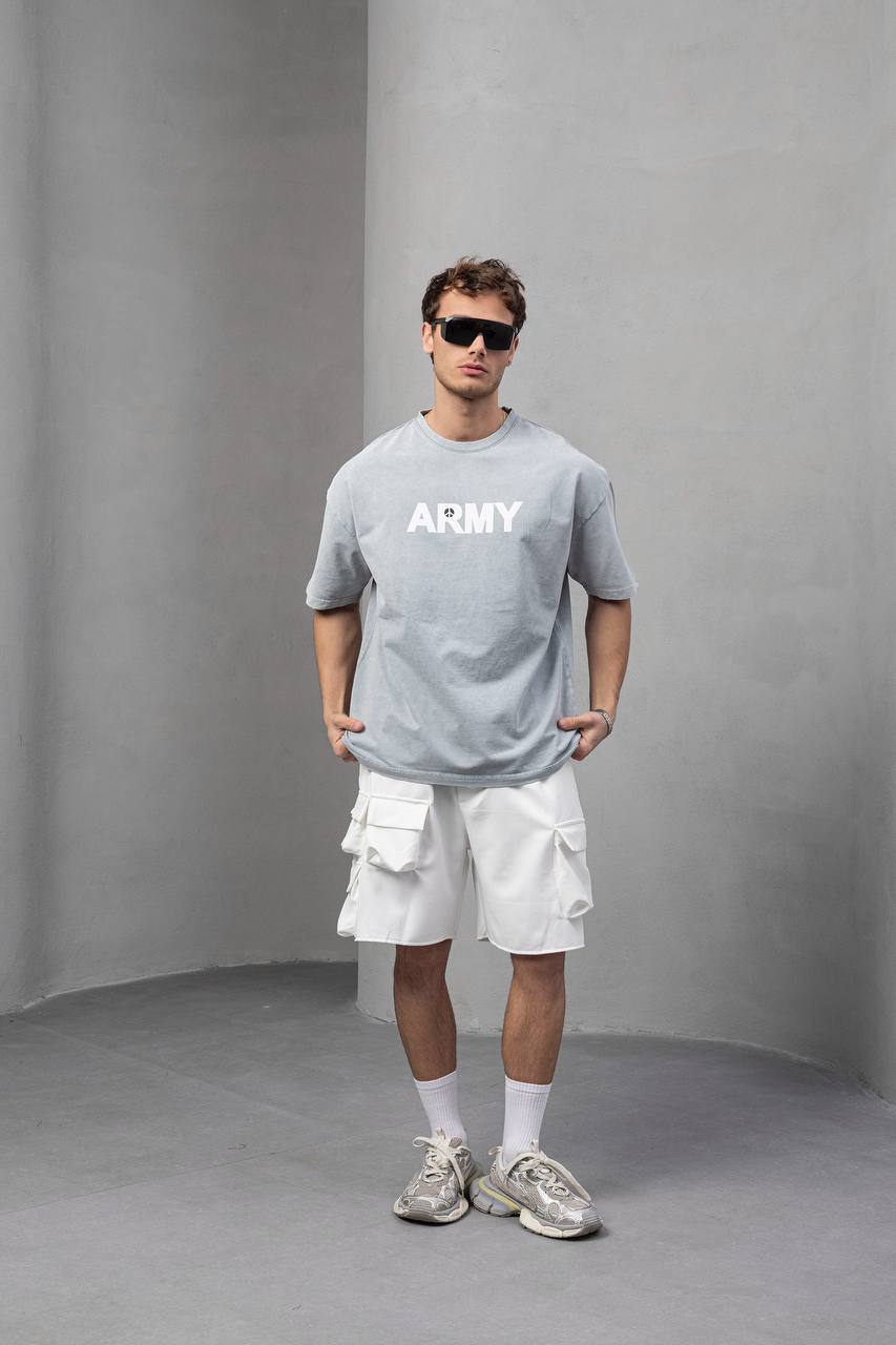 Men's Oversize 'ARMY' Graphic T-Shirt – Anti-War Statement Tee