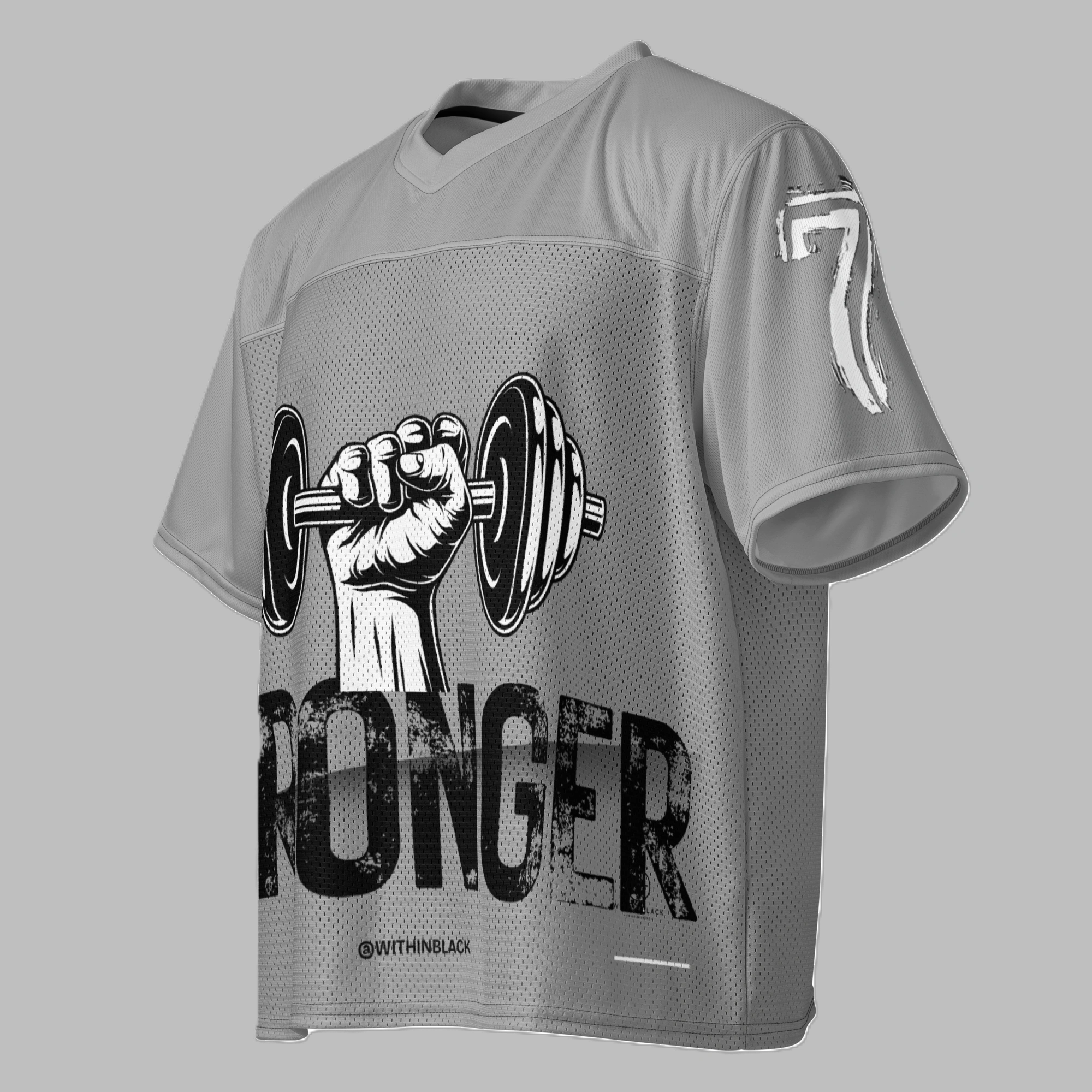 "STRONGER" Graphic Football Jersey