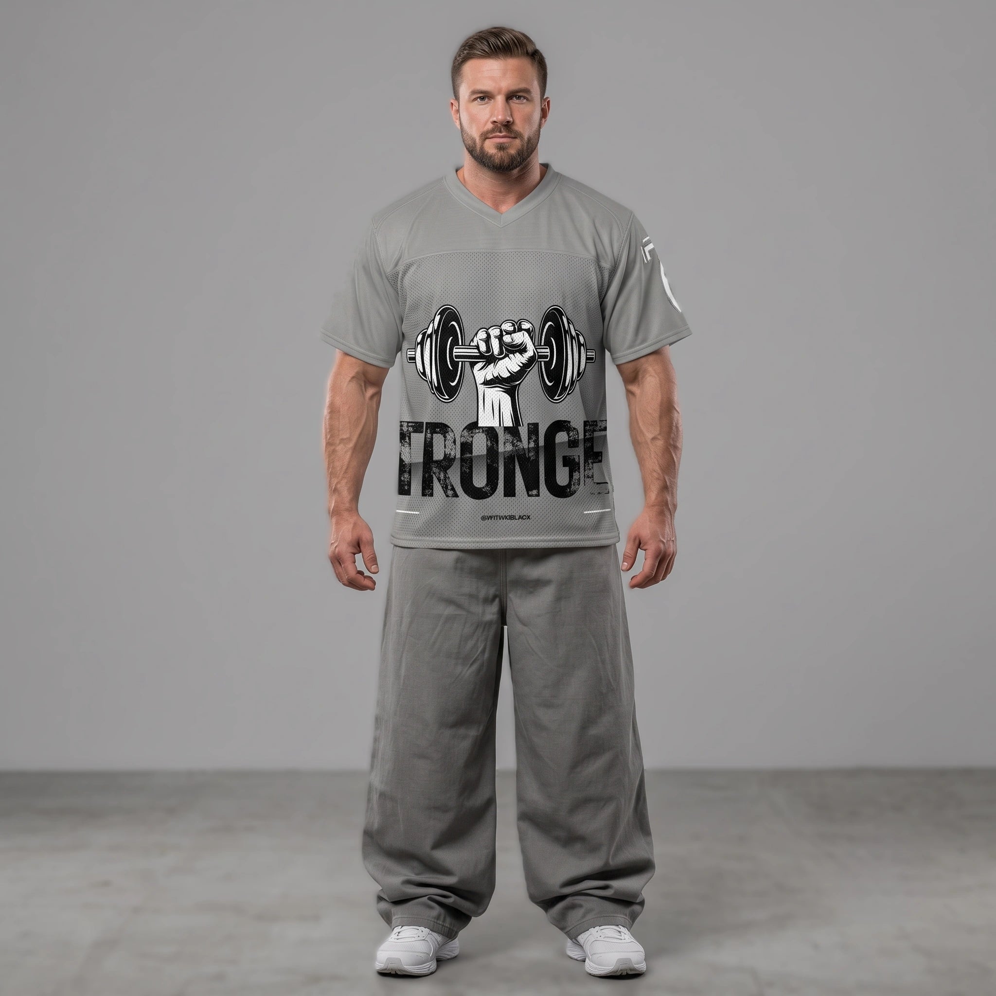 "STRONGER" Graphic Football Jersey