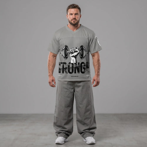 "STRONGER" Graphic Football Jersey