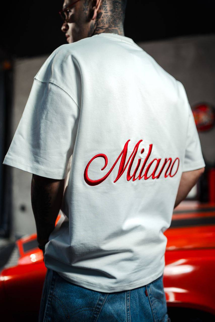 Men's Oversize 'Milano' Embroidered T-Shirt - Streetwear Designer Tee