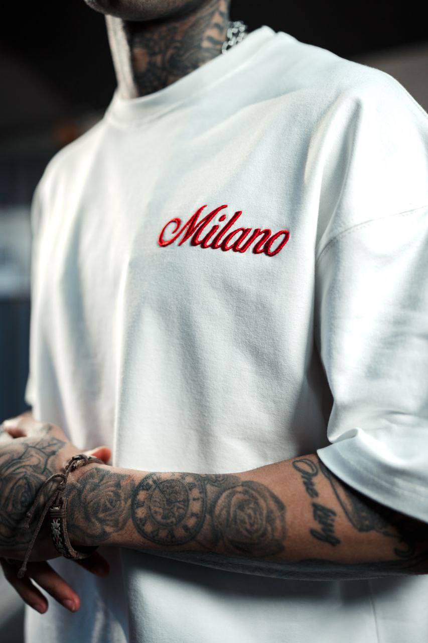 Men's Oversize 'Milano' Embroidered T-Shirt - Streetwear Designer Tee