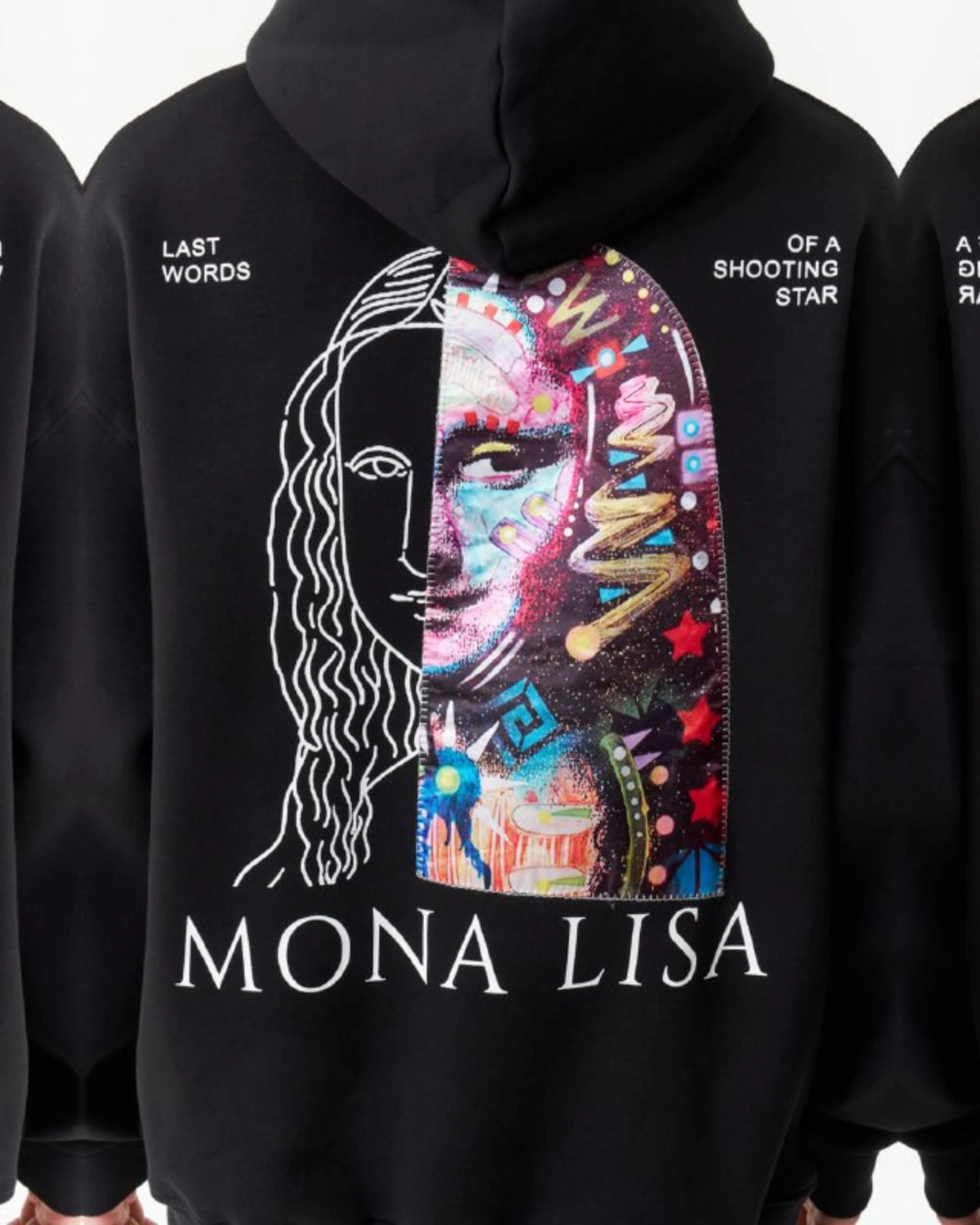 Mona Lisa Collage Art Oversized Hoodie in black, photo 3