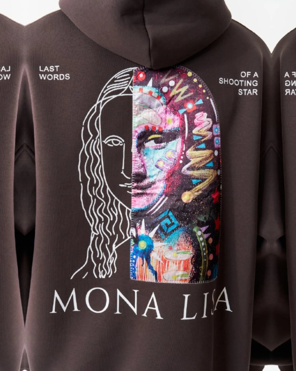 Mona Lisa Collage Art Oversized Hoodie in brown, photo 3