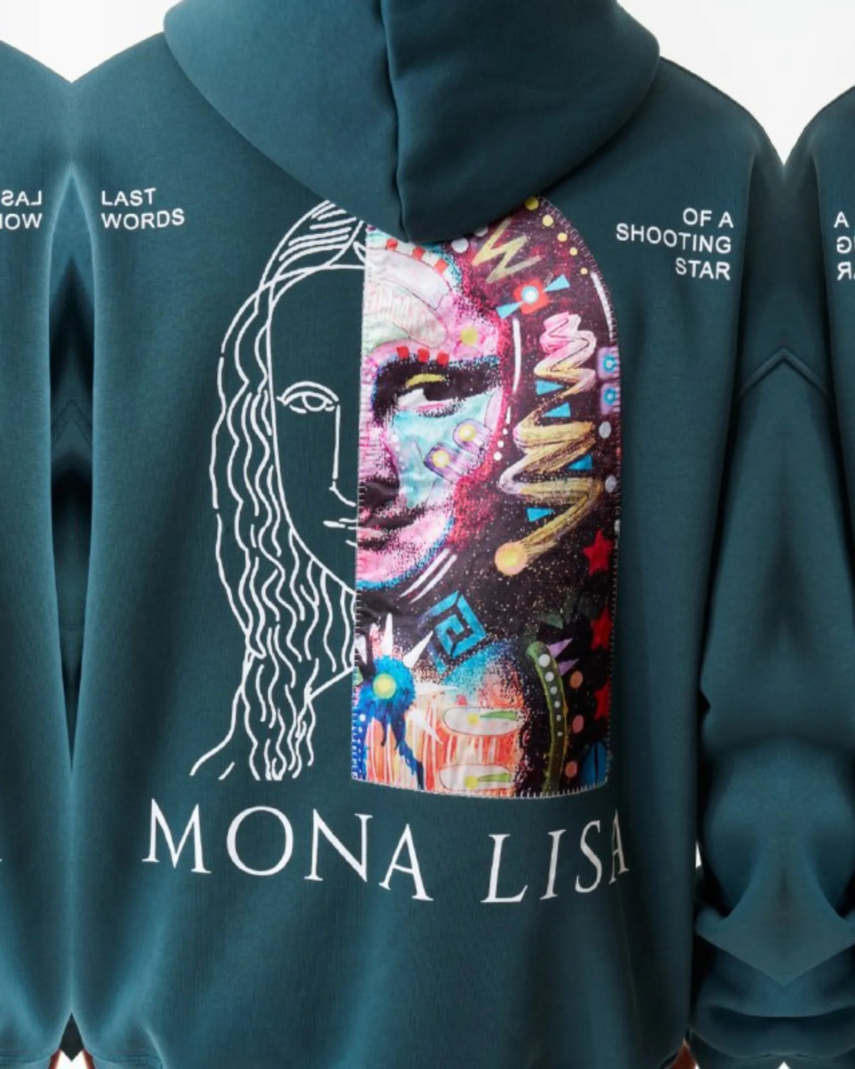 Mona Lisa Collage Art Oversized Hoodie in green, photo 3