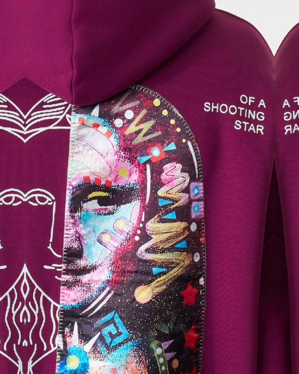 Mona Lisa Collage Art Oversized Hoodie in plum, photo 3