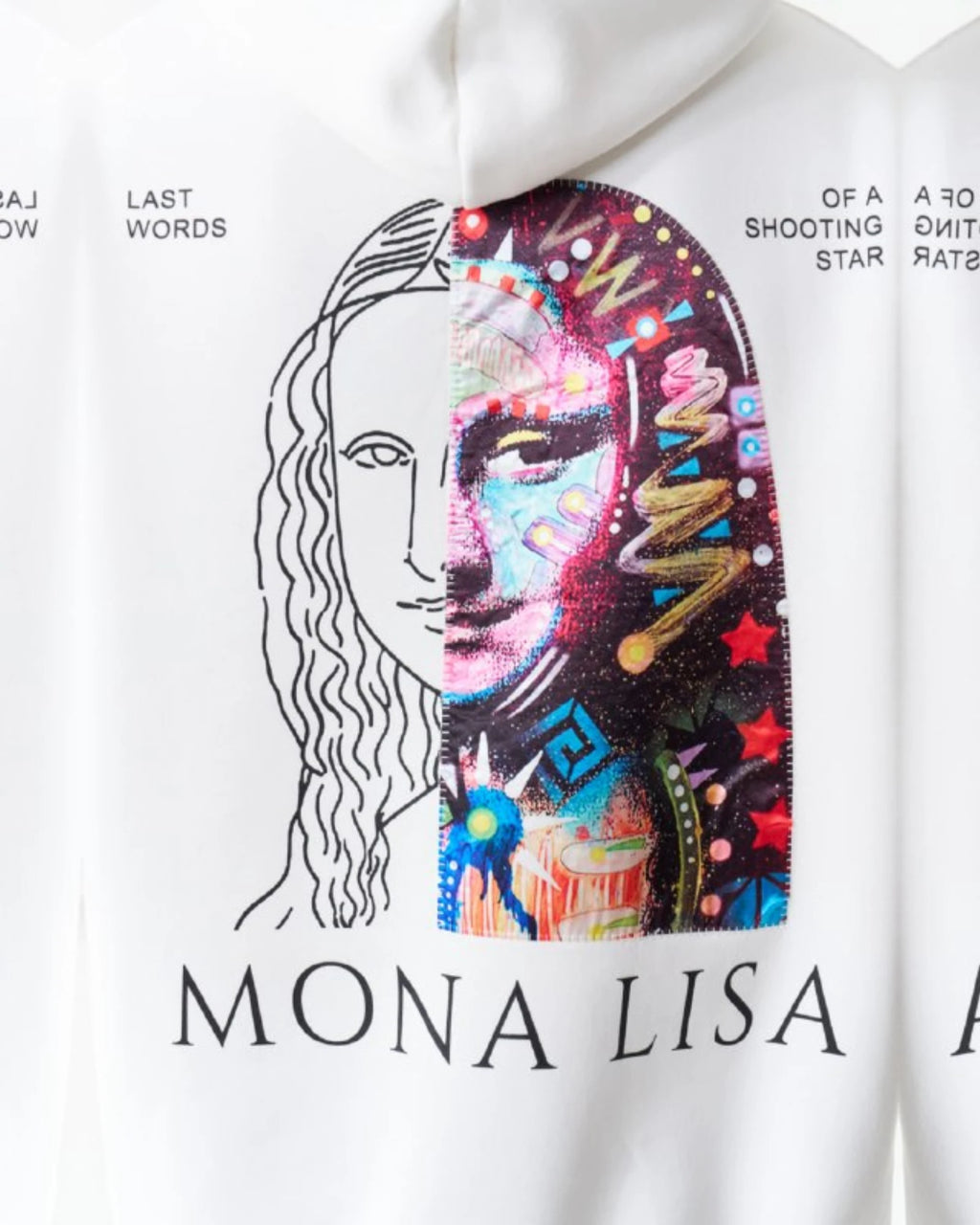 Mona Lisa Collage Art Oversized Hoodie in white, photo 3