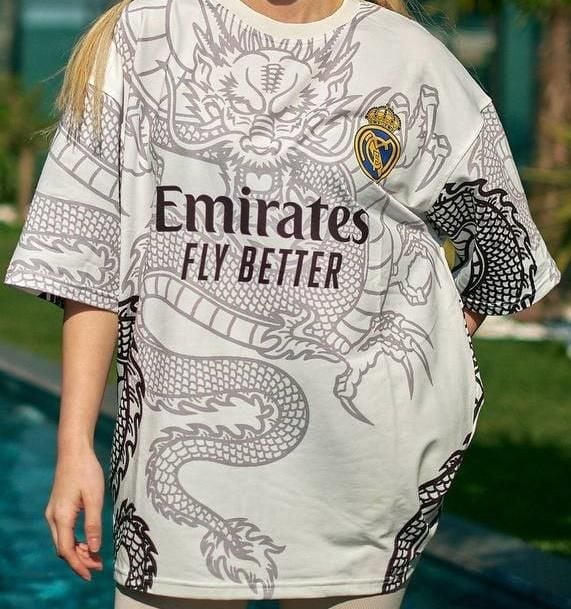 New Season Real Madrid Dragon Printed Oversized T-Shirt