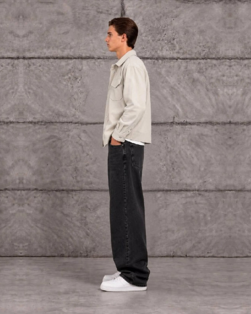 Woven Texture Shirt Jacket in Ecru by Withinblack - view 2