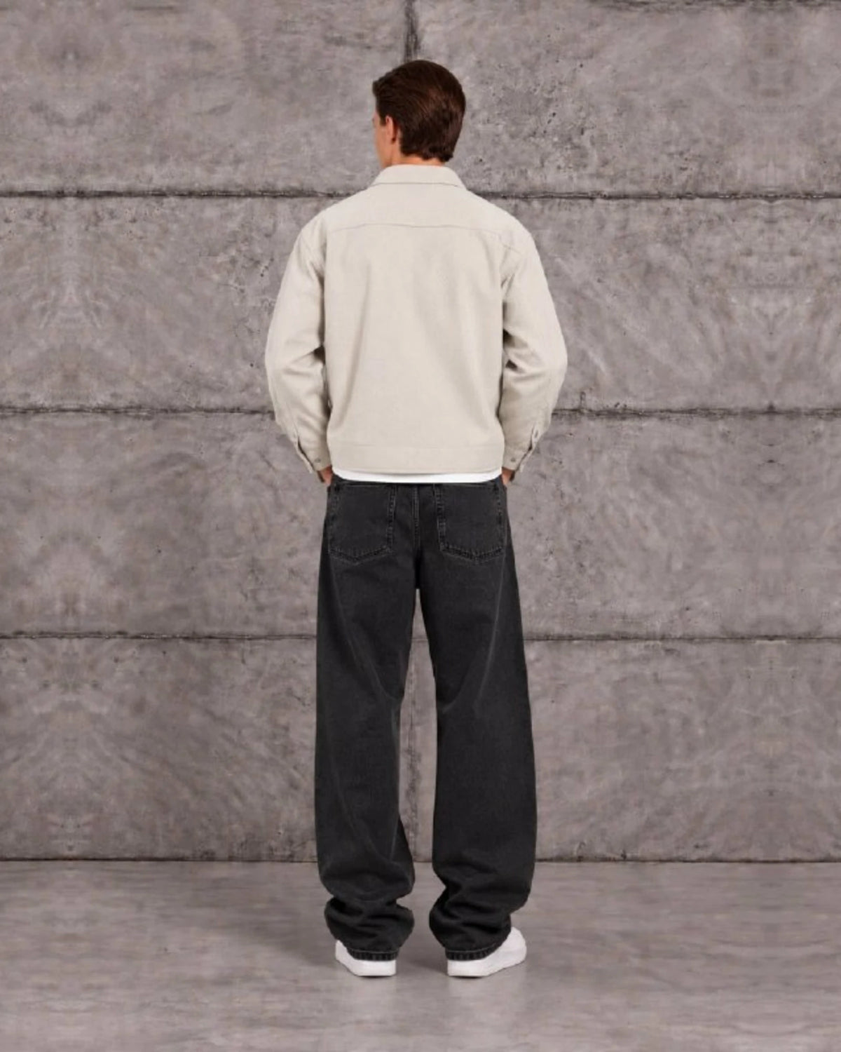 Woven Texture Shirt Jacket in Ecru by Withinblack - view 3