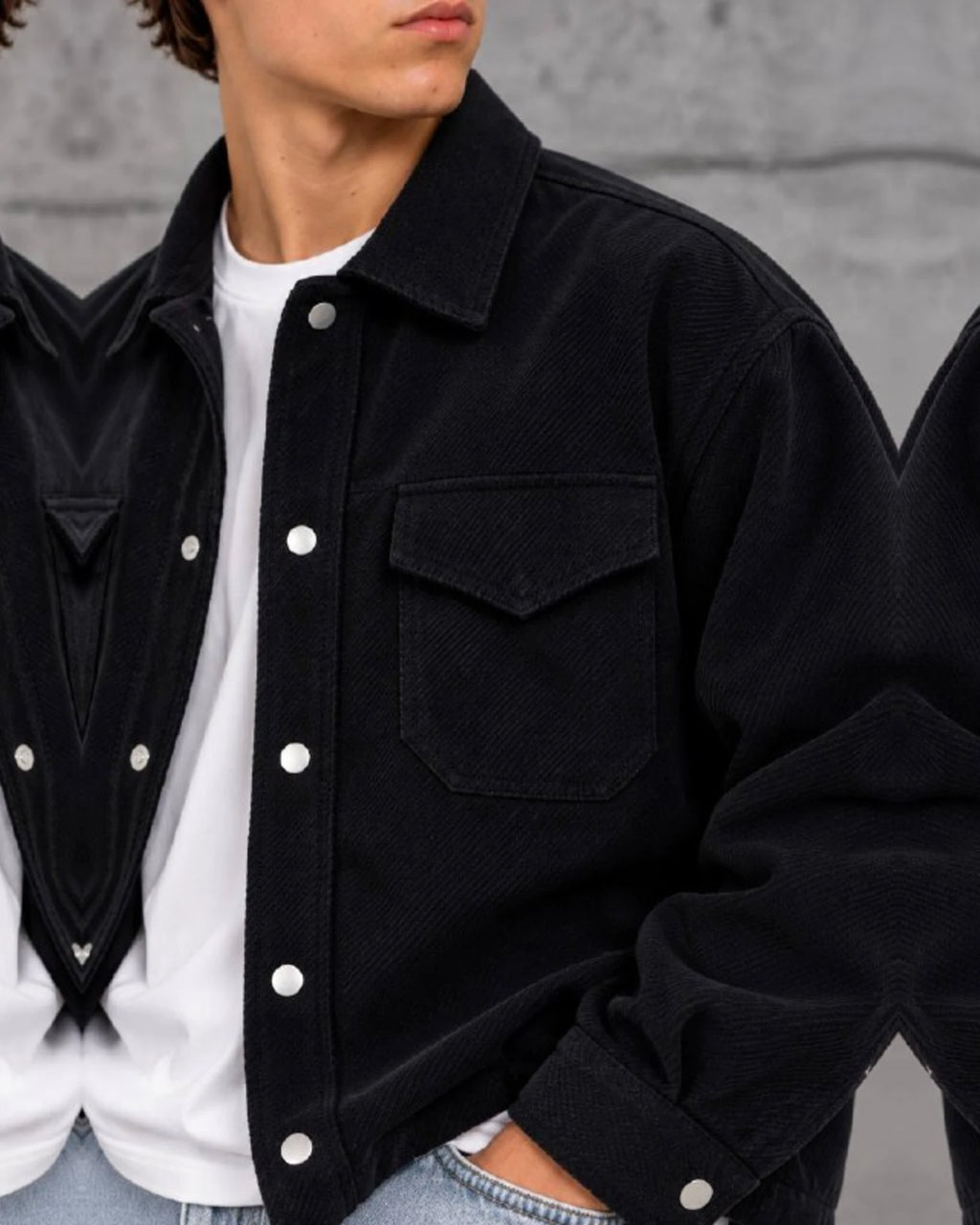 Woven Texture Shirt Jacket in Black by Withinblack - view 4