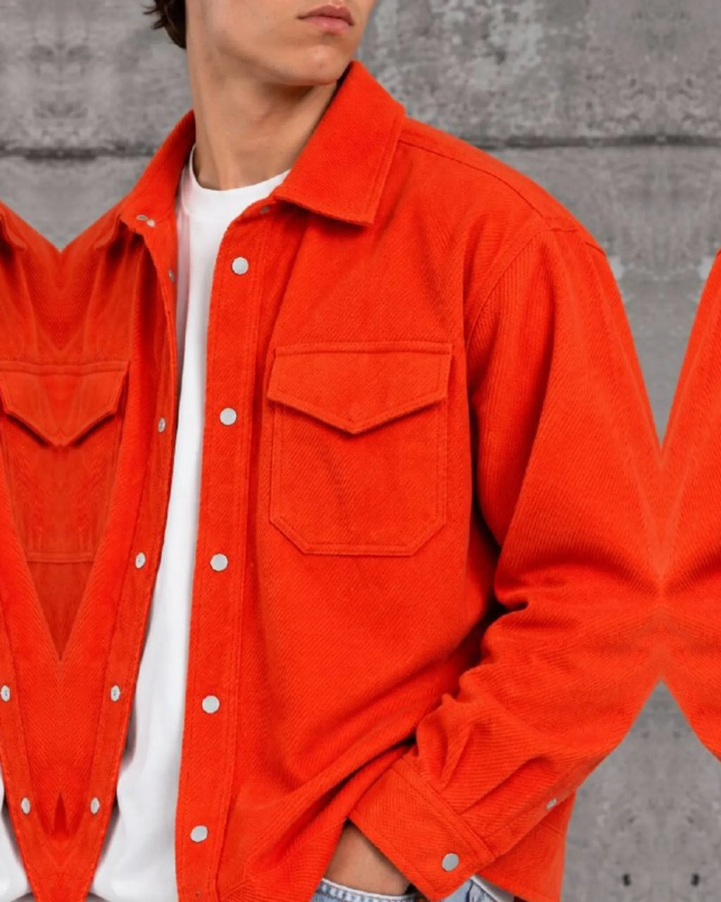 Woven Texture Shirt Jacket in Red by Withinblack - view 3