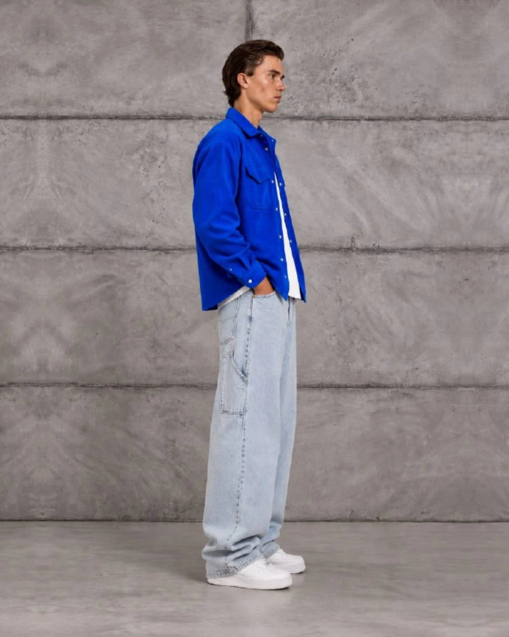 Woven Texture Shirt Jacket in Royal Blue by Withinblack - view 2