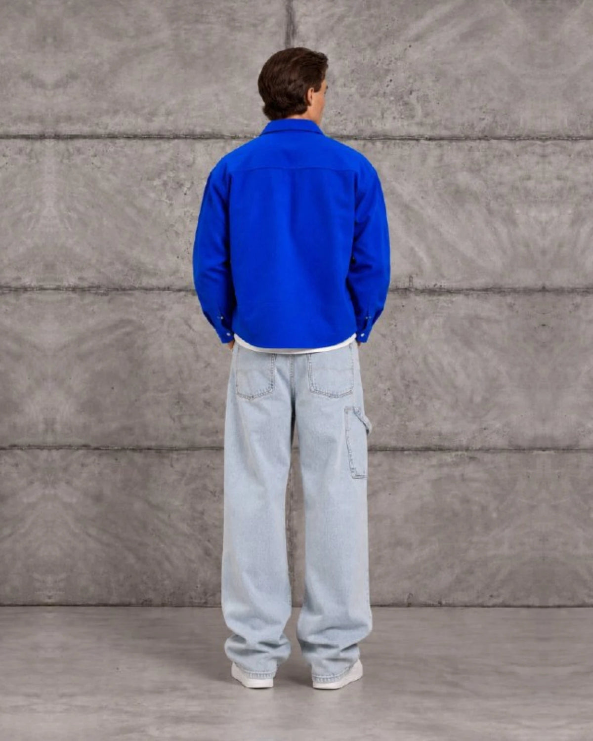 Woven Texture Shirt Jacket in Royal Blue by Withinblack - view 3